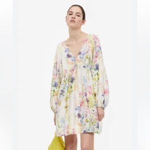 H&M A Line Floral Short Dress, Sz XS